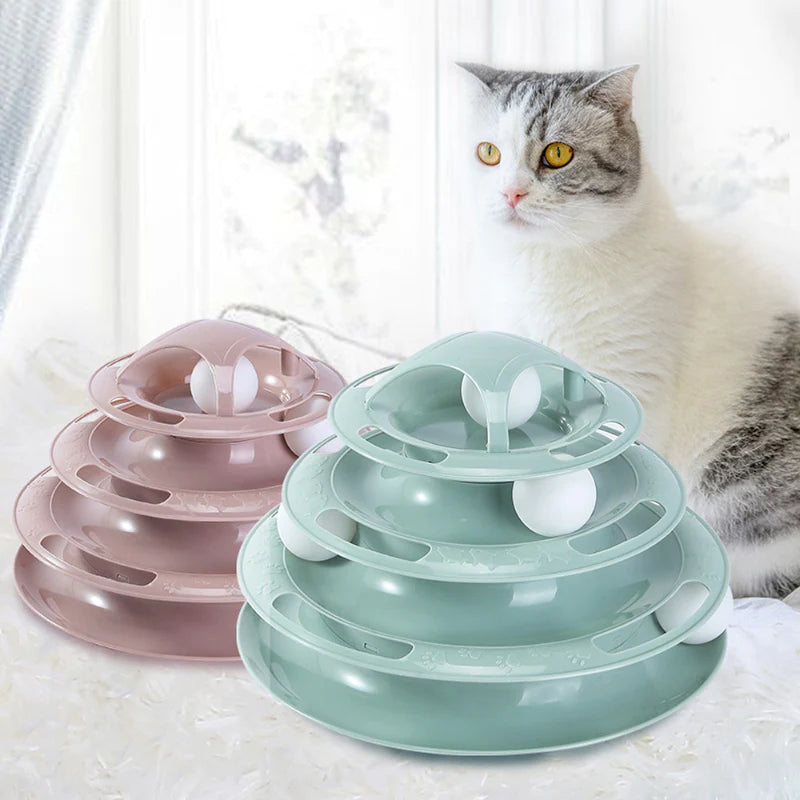 Engaging Cat Toy Tower with Interactive Tracks and Tunnel for Endless Fun