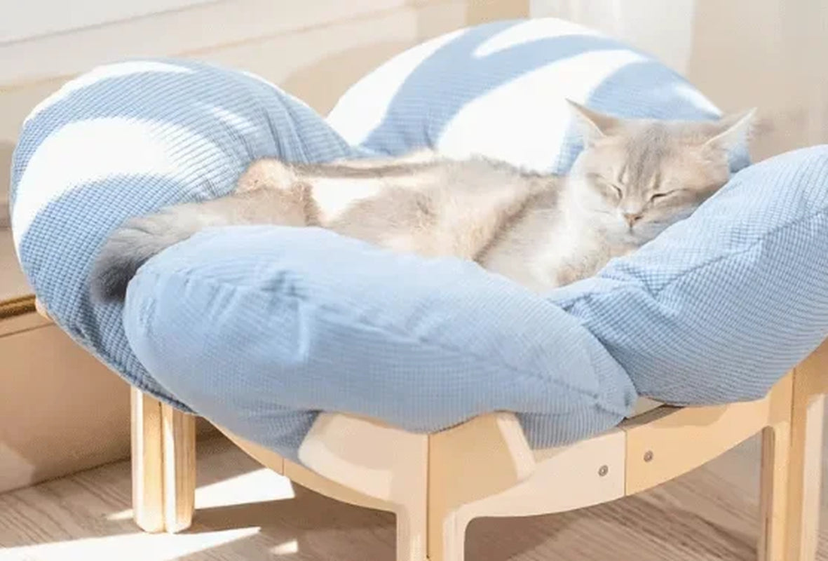 With Soft Cushion Three-Color Wooden High Leg Cat Bed - Comfortable Pet Sofa, Ideal for Cats and Small Dogs, Includes Hardware T