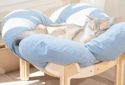 With Soft Cushion Three-Color Wooden High Leg Cat Bed - Comfortable Pet Sofa, Ideal for Cats and Small Dogs, Includes Hardware T