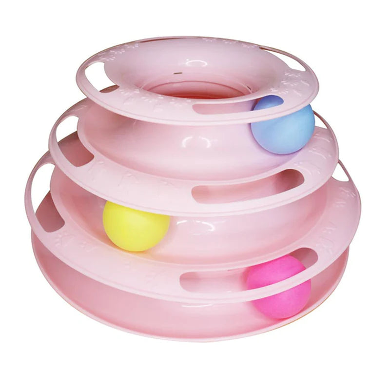 Engaging Cat Toy Tower with Interactive Tracks and Tunnel for Endless Fun
