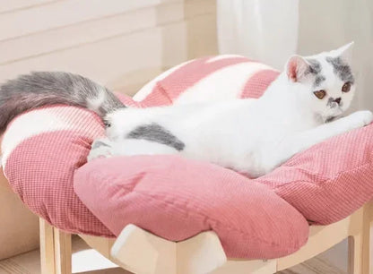 With Soft Cushion Three-Color Wooden High Leg Cat Bed - Comfortable Pet Sofa, Ideal for Cats and Small Dogs, Includes Hardware T