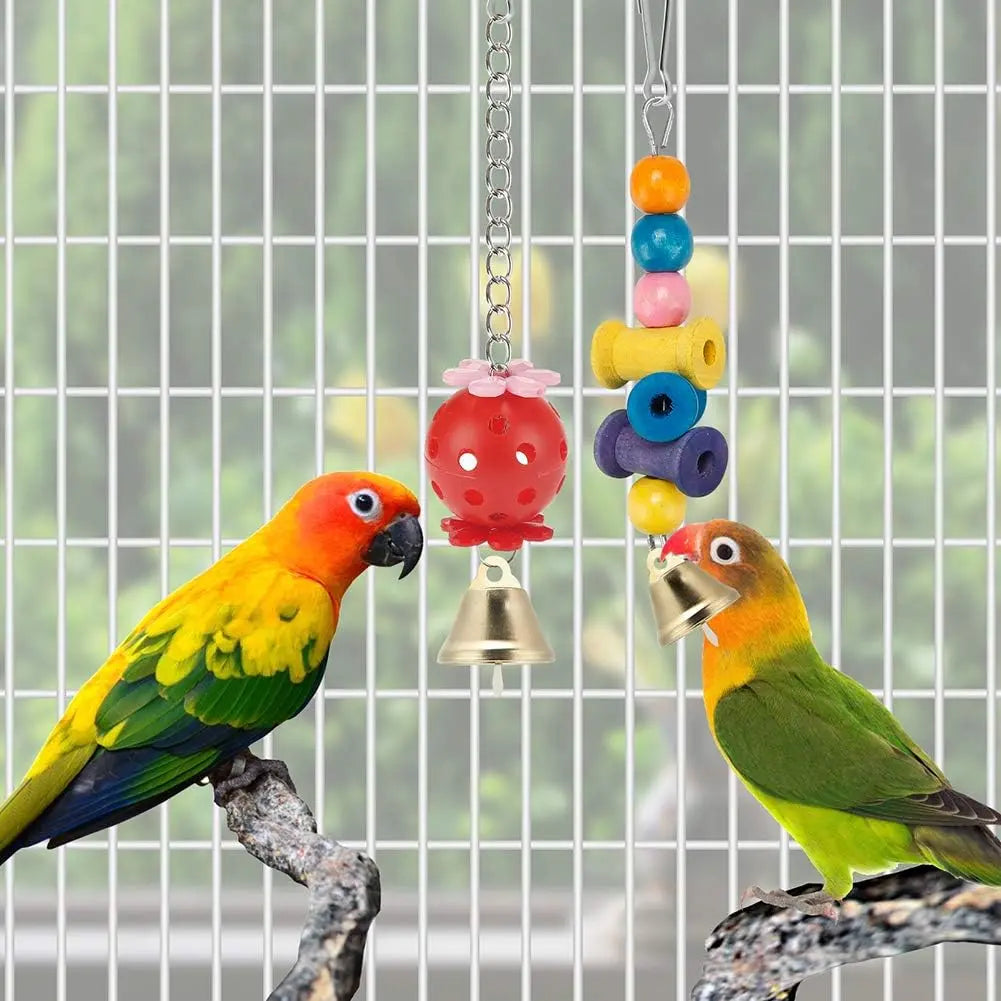 Bird Parrot Toys Set, Hanging Swing, Hammock, Ladder & Chewing Toys, Bird Cage Colorful Toys, Supplies, Suitable for Various Parrots