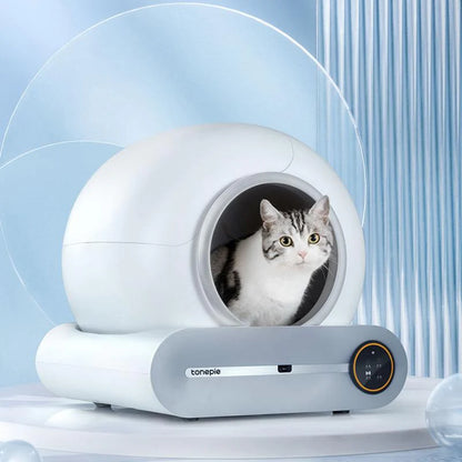 Self Cleaning Cat Litter Box, Ultra-Safe Protection Automatic Cat Litter Box, APP Control/Lower Entry/Large Capacity