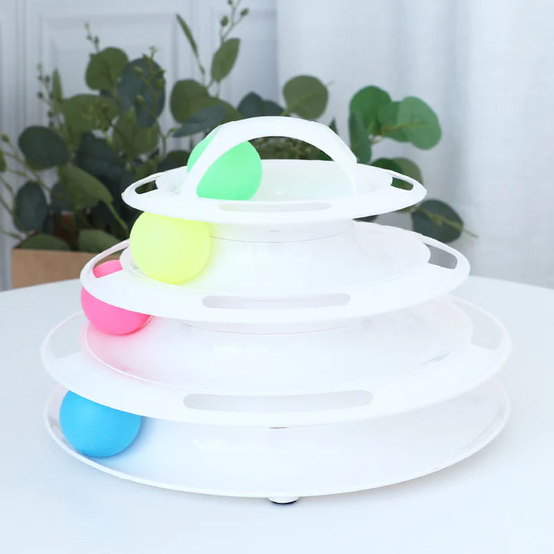 Engaging Cat Toy Tower with Interactive Tracks and Tunnel for Endless Fun