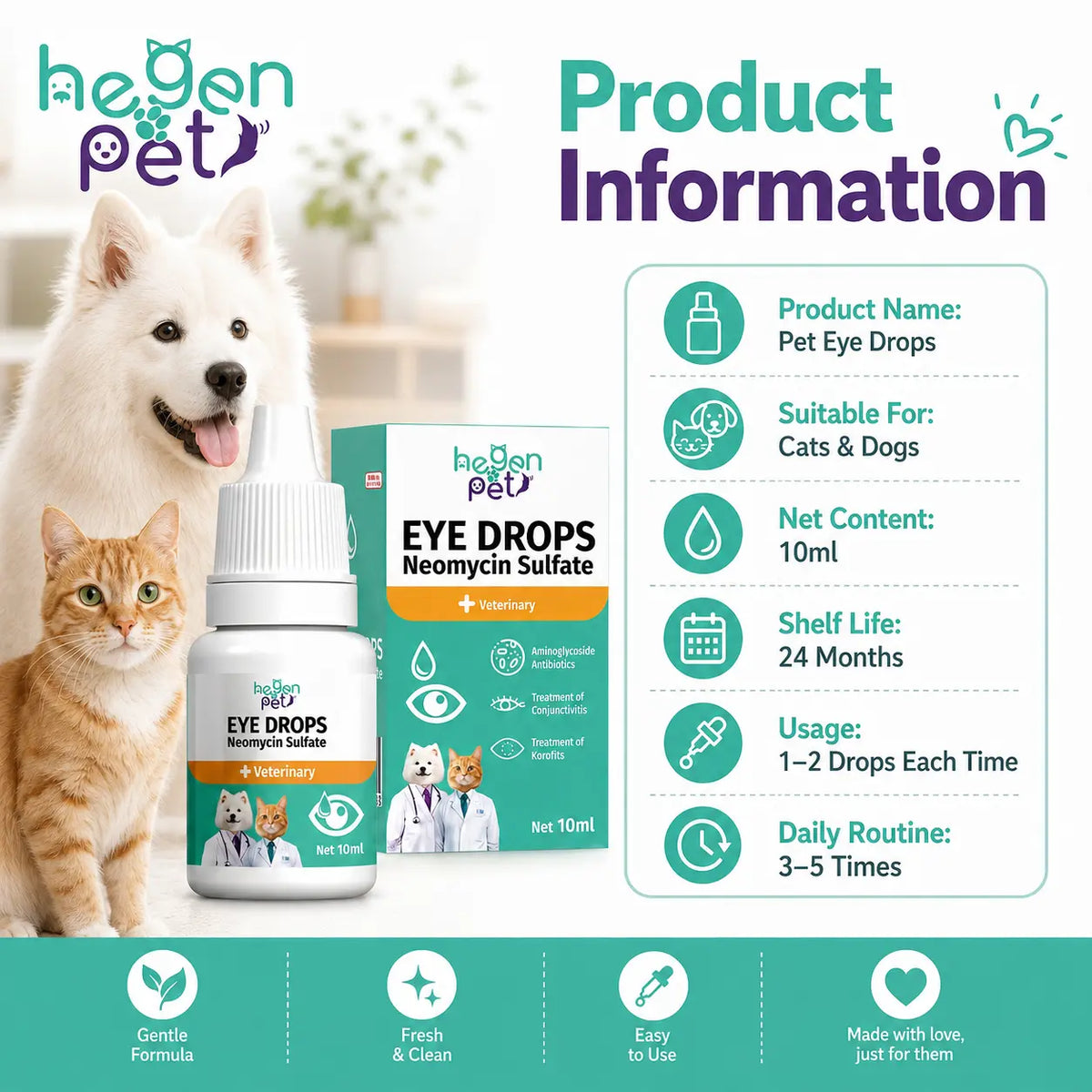 Hegenpet Advanced Eye Hygiene Solution | Gentle Cleansing Drops for Dogs & Cats | 10Ml#Summervibes #Petlovers Neomycin Sulfate Eye Care