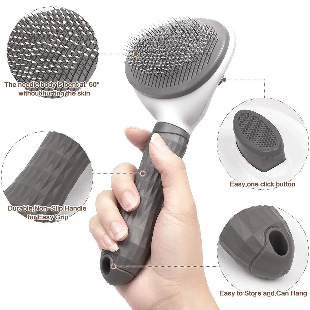 Pet Grooming Brush – Self-Cleaning Hair Remover for Dogs & Cats