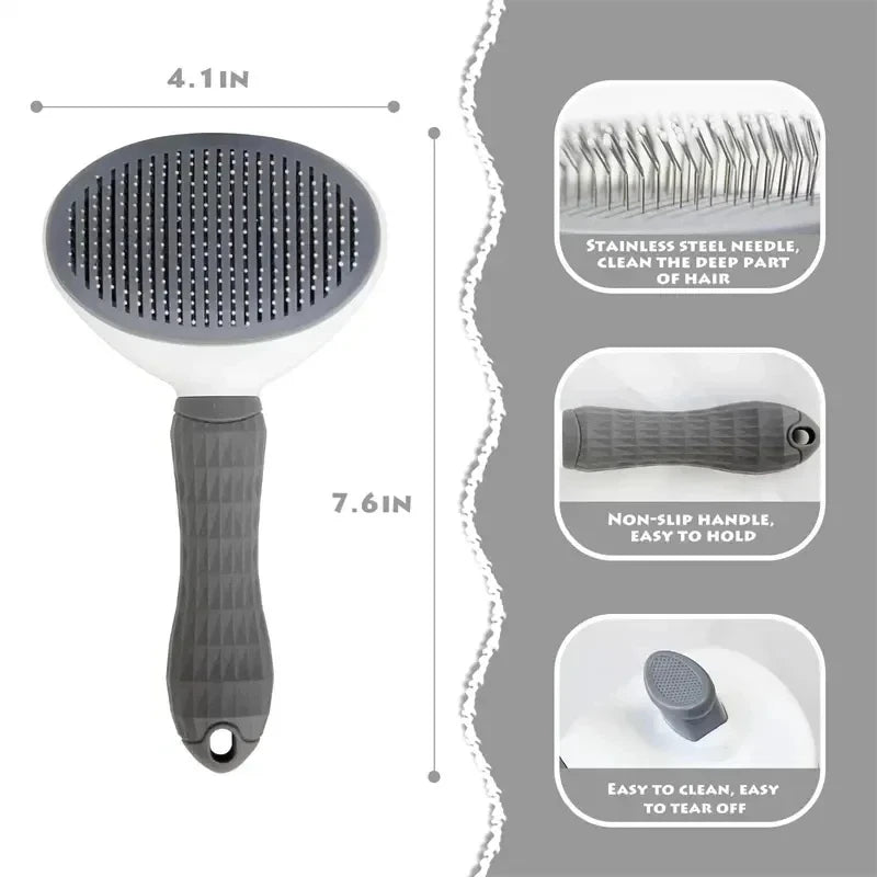 Pet Grooming Brush – Self-Cleaning Hair Remover for Dogs & Cats