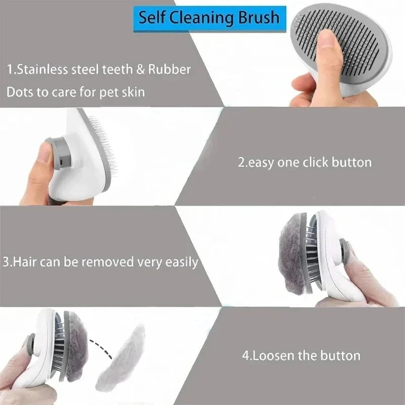 Pet Grooming Brush – Self-Cleaning Hair Remover for Dogs & Cats