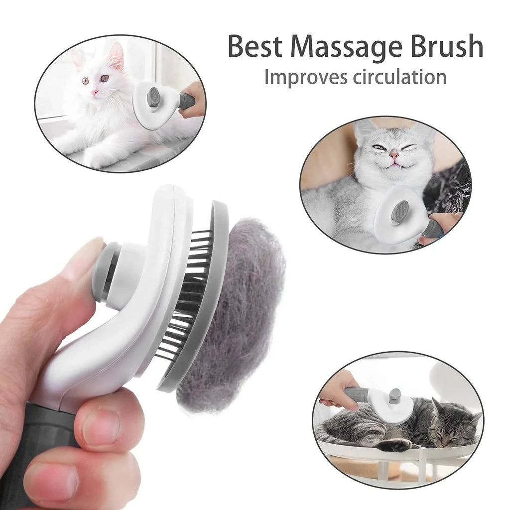 Pet Grooming Brush – Self-Cleaning Hair Remover for Dogs & Cats