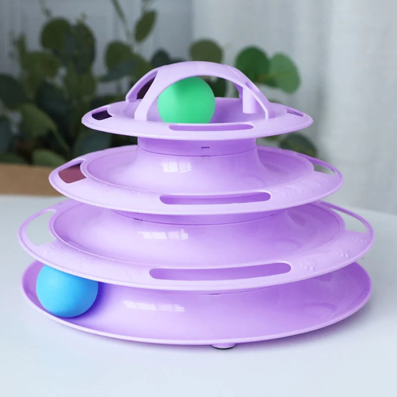 Engaging Cat Toy Tower with Interactive Tracks and Tunnel for Endless Fun