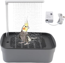 Automatic Bird Bath Shower for Cage,Parrot Bath Box with Pump,Parakeet Bathtub Electric Fountain Circulating Water Contains USB Power Plug for Cockatiel Lovebird Conure Budgie(Gray)