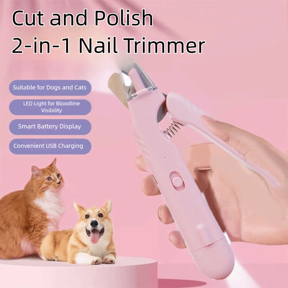 2 in 1 Pet Nail Clippers with Led Light Dog Cat Special Blood Line Scissors Multifunction Animals Paw Nail Trimmer Pet Supplies