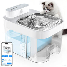 HAPAW Wi-Fi Smart Cat Water Fountain, 3L Filter-Free Plug-In Dispenser with 2.4Ghz App Remote Control & Alerts, 5000Mah Battery, Mode 2, Separated Clean-Waste Water, Multiple Power Supply Options for Cats