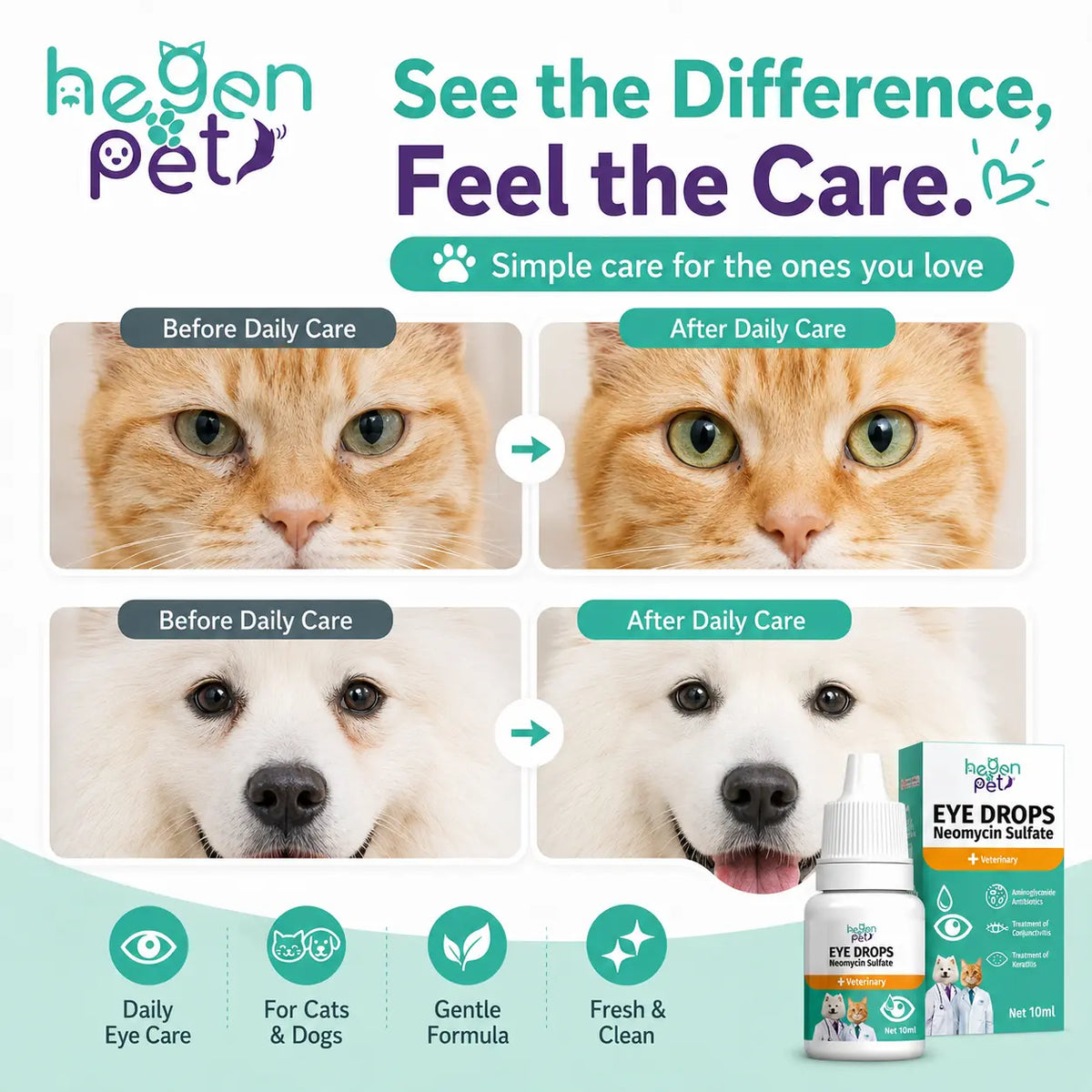 Hegenpet Advanced Eye Hygiene Solution | Gentle Cleansing Drops for Dogs & Cats | 10Ml#Summervibes #Petlovers Neomycin Sulfate Eye Care