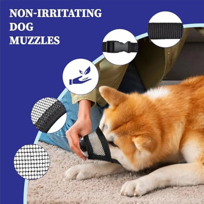#Backtoschool Dog Muzzle for Varies Dogs - Air Mesh Muzzle for Varies Sized Dog | Adjustable No Bark Dogs Muzzles for Scavenging Licking & Chewing | Prevent Biting |