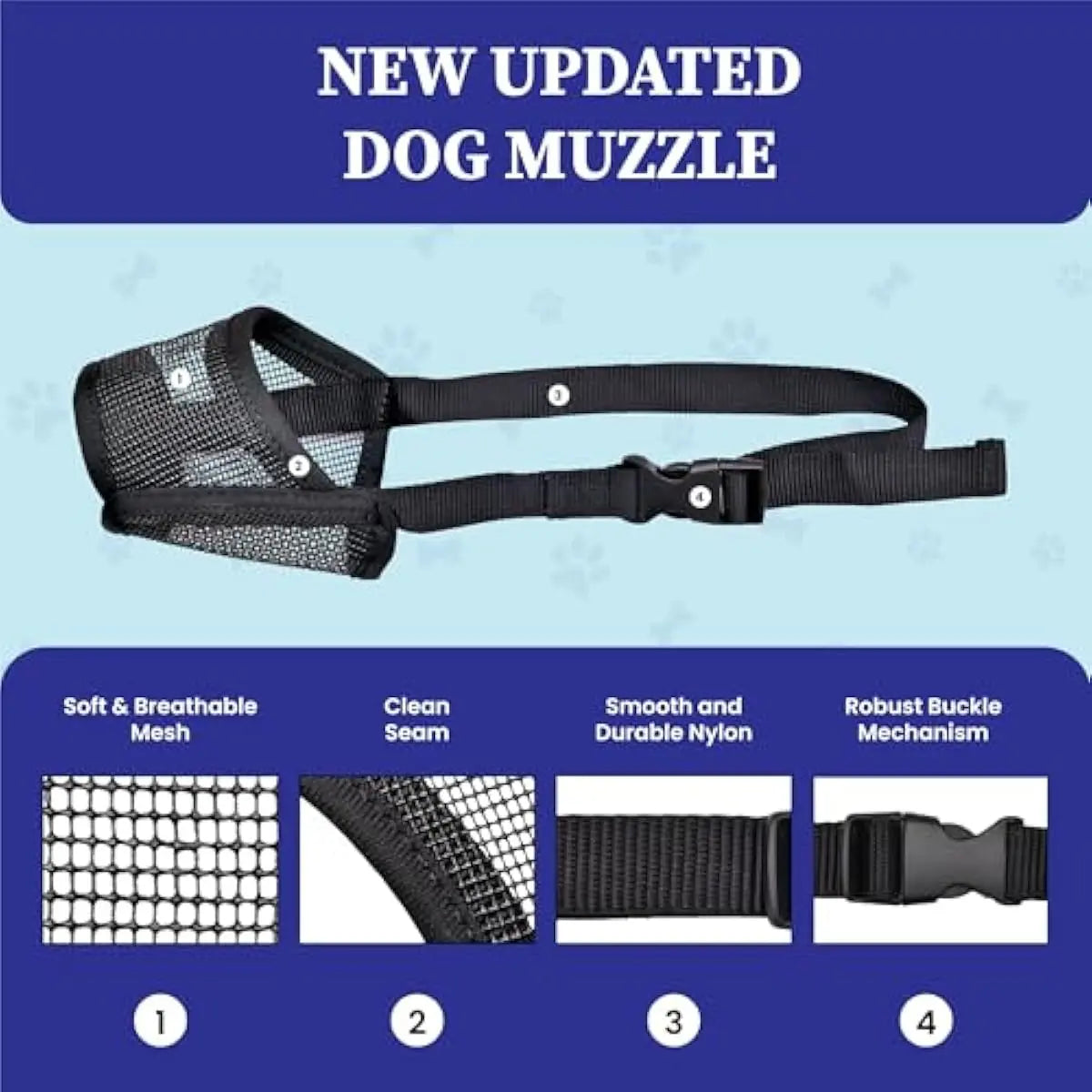 #Backtoschool Dog Muzzle for Varies Dogs - Air Mesh Muzzle for Varies Sized Dog | Adjustable No Bark Dogs Muzzles for Scavenging Licking & Chewing | Prevent Biting |