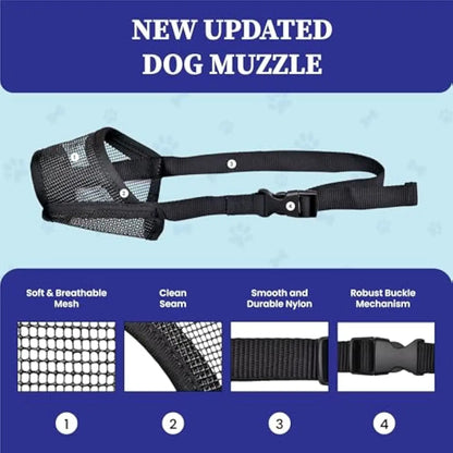 #Backtoschool Dog Muzzle for Varies Dogs - Air Mesh Muzzle for Varies Sized Dog | Adjustable No Bark Dogs Muzzles for Scavenging Licking & Chewing | Prevent Biting |