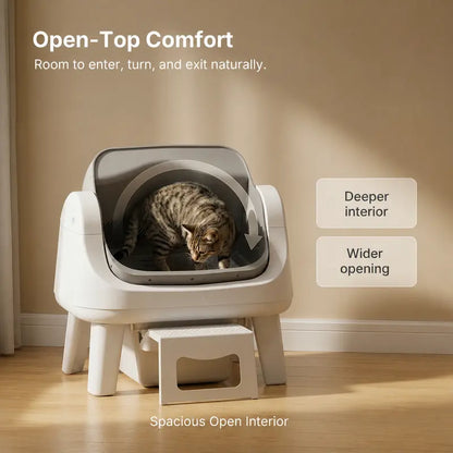 Petpivot Autoscooper 12 Lite Open-Top Automatic Self-Cleaning Cat Litter Box, Easy-Entry Front Step, Triple Safety Protection, No App Required,Sohochic