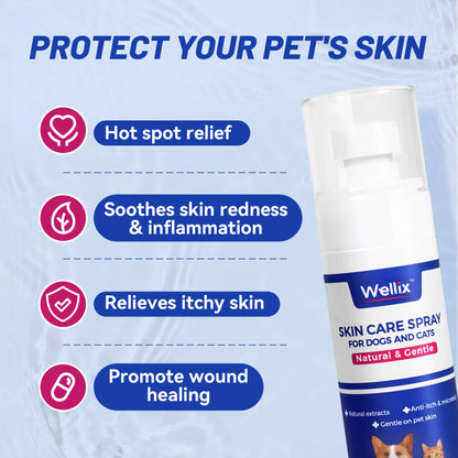 Wellix Hot Spot & Itch Relief Spray for Dogs & Cats - Natural & Gentle Plant-Based Itch Relief Mist, 80Ml Pet Skin Care Spray，#Sohochic