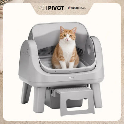Petpivot Autoscooper 12 Lite Open-Top Automatic Self-Cleaning Cat Litter Box, Easy-Entry Front Step, Triple Safety Protection, No App Required,Sohochic