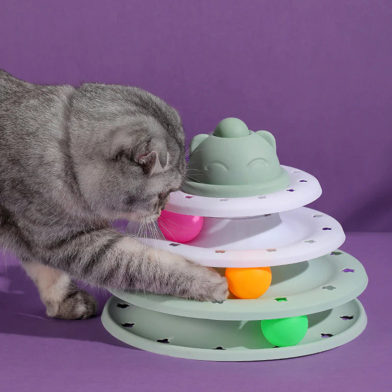 Engaging Cat Toy Tower with Interactive Tracks and Tunnel for Endless Fun